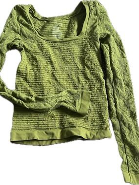 Free People Textured Scoop Neck Workout Top - Lime Green